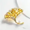 Broche Ginkgo Todo em Diamante para Mulheres, Alfinete de Lapela de Luxo de Alta Qualidade, Acessório de Roupa, Fivela de Cintura, Broche, Corsage de Alta Qualidade