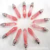 AliExpress Europa e Estados Unidos mais vendidos pedra natural cristal ágata coluna hexagonal colar Pingente de joia pingente espiritual