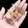 2122-Péndulo de Grava de Cristal Natural Colorida Bronce Plata Oro Resina Símbolo de Siete Chakras Péndulo Hexagonal Cónico