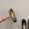 Zapatos de Ballet Chuyuji Vintage Franceses con Lazo Cuadrados Poco Profundos Versátiles Aumentadores de Altura Suela Blanda
