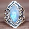 Anillo de dedo tallado retro con explosiones de deseos transfronterizos, joyería chapada en plata antigua, anillo de piedra lunar, joyería de moda para hombres y mujeres.
