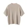 Suéter de Cachemir para Mujer de Manga Corta Otoño e Invierno Nuevo Cuello Alto Medio Manga Corta Color Sólido Jersey Tejido Lana Tejido Suéter Básico