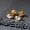 Clavo de Oreja de Acero Inoxidable de Varilla Fina Tornillo de Zirconia Tapón de Oreja Clavo de Oreja Libre para Dormir Pendientes de Moda de Nicho Unisex