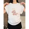 2026 Nova Camiseta Redonda de Manga Curta com Estampa de Pônei Desenho Animado para Mulheres, Verão Slim Fit com Top com Design de Manga Flare