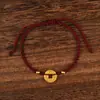 Pulsera de Hilo Rojo Tejido con Moneda de Cinco Emperadores, Perla Dorada de Buena Suerte, Unisex, Año de Nacimiento, Moneda de Cobre, Moneda de Oro, Atrae Riqueza, Pulsera para Pareja
