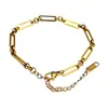Conjunto de Pulseira e Colar Minimalista de Aço Titânio Europeu e Americano para Mulheres, Estilo Ins Nicho de Luxo Versátil Conjunto de Joias de Corrente Lisa Banhado a Ouro 18K