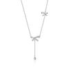 Collar de Plata Esterlina s925 Doble Borla de Mariposa Diamante Solitario Viento de Chica Súper Hada Brillo Dulce Nicho Viento Frío Colgante