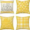 Almohada de lino estampada con girasol y núcleo de flor, nueva para primavera y verano, decoración de habitación, cojín de sofá, transfronteriza