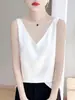 Camisola de Seda Hielo con Cuello en V de Verano Nuevo Estilo Transfronterizo de 25 Años para Mujer, Chaleco Jacquard sin Mangas, Capa Interior para Trajes