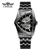 T-Winner/Victor 8243 Reloj Mecánico Casual de Moda con Esfera Calada Triangular Automático de Acero Inoxidable para Hombre