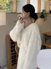 Chic Coreano Otoño/Invierno de un Solo Botón Suave y Tierno Temperamento Gentil Cuello Marinero Terciopelo de Piel Sintética de Visón Suéter de Punto Abrigo