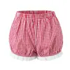 Estilo Europeo y Americano Transfronterizo Z Nueva Moda Elegante Ropa para Mujer Chaleco de Botonadura Única Cuadros Encaje Volantes Pantalones Cortos