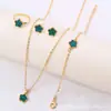 Cdd Flor Individual Trébol de Cinco Hojas Joyería de Gama Alta Al por Mayor Pulsera Anillo Pendientes de Lujo Ligero Conjunto de Cuatro Piezas Fábrica de Origen