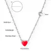 Joyería Estilo Japonés y Coreano Cadena para Clavícula Colgante Dulce con Forma de Corazón con Goteo de Aceite Collar con Diamante Redondo Collar de Acero Inoxidable para Comercio Exterior