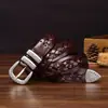 Cinturón Tejido Nuevo de Piel de Vaca de Primera Capa de 3.2 cm de Ancho para Hombre, Piel Genuina, Elegante Retro, Cinturón Casual Tejido de Nicho para Hombre