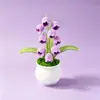 En Stock Tejido a Mano 9 Cabezas Muguete Lindo Hilo de Cuatro Hebras Planta en Maceta Decoración de Escritorio Adorno Planta Artificial en Maceta Venta al por Mayor