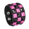 Estilo europeo y americano, inspirado en el punk, estilo callejero genial, temática de club nocturno, de color oscuro, pulsera con tachuelas cuadradas, un par de pulseras de combinación de cuero para parejas