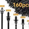 160 Piezas, 110 Piezas Clips para Cables de Automóvil, Cinta Enrollada Roscada