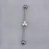 Pendientes de Barra Recta de Aleación de Titanio F136 Europeos y Americanos Transfronterizos, Exquisita Variedad de Puentes para Orejas de Circonita, Agujeros Dobles en la Oreja, Clavos Largos para el Hueso de la Oreja