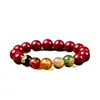 Pulseira de Areia Dourada Roxa do Deus da Riqueza das Cinco Direções de Cinábrio, uma pulseira para casais, um presente para o ano do zodíaco, um presente corporativo, disponível para pedidos em atacado
