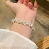 Pulseira de Pérolas Borbulhantes Estilo Francês com Diamantes Inteiros para Mulheres, Estilo Palácio, Luxo Leve, Retrô, Exquisito, Joias de Nicho de Alta Qualidade para Atacado