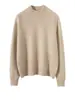 Suéter Feminino de Cashmere Gola Alta Meia-Calça Outono/Inverno 2023, Espessura de Sete Agulhas Estilo Curto, Suéter Básico 100% Cashmere de Cabra com Manga Raglan