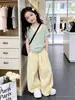 Conjunto de Verão para Meninas Menta Mambo Fashionável Estiloso Menina Grande Fofo Dopamina Manga Curta Calça Conjunto de Duas Peças
