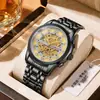 Reloj mecánico de imitación para hombre en stock, modelo nuevo con calendario, diseño hueco, luminoso, impermeable, reloj de pulsera de cuarzo para negocios, venta al por mayor transfronteriza