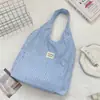 69202 Bolso de Mano con Rayas y Estrellas Estilo Coreano Plata Caliente Gran Capacidad Ligero Bolso de Hombro Único Estudiante Viaje Diario Compras Bolsa de Tela