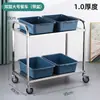Carrito de Entrega de Alimentos de Acero Inoxidable Engrosado, Carrito de Recogida de Vajilla de Hotel, Carrito de Servicio para Restaurante, Carrito Comercial Móvil de Tres Pisos para Hotel de Doble Piso