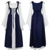 Vestido Medieval Cos Cruzado Cuello Cuadrado Cintura Anudada Fiesta de Noche de Palacio Renacentista Vestido Vintage con Lazos