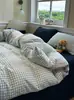 Juego de Ropa de Cama Ins de Cuatro Piezas Algodón Lavado Nuevo Estilo 2026 Sábana Funda Nórdica Dormitorio Estudiante Individual Juego de Tres Piezas