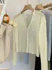Verano con vestido de tirantes ropa de protección solar cárdigan para mujer chal de malla fina cubierta exterior de gasa top corto chaqueta
