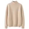 Suéter de cachemira para mujer con cuello medio alto, nuevo estilo otoño e invierno, suéter de punto holgado y cálido de cachemira