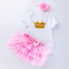 Traje de Falda de Seis Capas Estilo Haggit de Manga Corta Nuevo de Verano para Niñas Falda Tutú de Princesa Algodón de Alta Calidad Moda Ropa para Niños de 0 a 2 Años