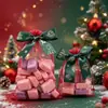 Nova Sacola de Doces de Natal Transfronteiriça Estampagem a Quente Fita Dourada Laço Rede Sacola Festa Biscoito Embalagem de Presente Sacola de Presente