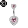 Anillo para el Ombligo de Aleación de Titanio F136 Anillo para el Ombligo con Circonita en Forma de Corazón Joyería para Piercing G23 Anillo para el Ombligo con Corazón