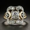 Anillo hueco retro de moda elegante Jianjie con circón cuadrado incrustado anillo para hombre