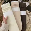 Calcetines de Orejas de Trigo Otoño e Invierno con Birkenstocks Estilo Ballet Grises Miu Calcetines de Encaje a Media Pantorrilla Nuevos de Color Sólido Versátiles