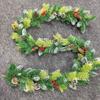 Decorações de Natal criptografia 2,7 m Pinha Berry Berry guirlanda de vime PVC branco neve agulha de pinho Layout da escada