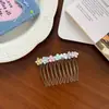 Pinza para el cabello floral fresca y suave de primavera y verano, accesorios para el cabello, peine pequeño de tela colorida con perlas, artefacto para peinados recogidos y flequillos femeninos