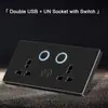 86 enchufe universal británico interruptor de reinicio de botón grande enchufe de cinco orificios negro esmerilado lujo ligero con indicador LED