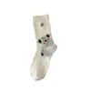 Calcetines de longitud media para mujer, estilo japonés, con lindos animales de dibujos animados, para primavera y otoño, 100% algodón, suaves y modernos, con diseños de koala, oso y conejo, perfectos para un look casual