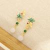 Aretes de Estilo Corte de Alta Gama Estilo Chino Chapados en Oro Aretes de Loto con Goteo de Aceite Azul Oro Escarchado Pin de Plata 925 Aretes para Mujer