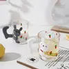 Conejo lindo de dibujos animados vidrio pintado a mano de alto valor taza de agua de oficina en casa taza de leche para el desayuno taza de café venta al por mayor