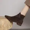 Zapatos Suaves Cómodos para Madres Mujer 2026 Otoño Invierno Moda Punta Fina Tacón Grueso Botines Retro Versátiles Adelgazantes con Peluche Adentro Botines de Tobillo Mujer