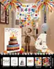 Decoración de Escena de Cumpleaños Lluvia de Globos para Cumpleaños Infantil Niño de 3 Años 2 Años Atmósfera de Ceremonia Tela Colgante para Niña Pequeña