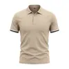 Camisa polo de verano para hombre transfronteriza, con doble raya y puño de contraste, cuello camisero, tres botones, negocios, transpirable, manga corta