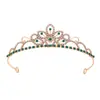 Venda quente coroa infantil diamante brilhante folha de amor faixa de cabelo de noiva tiara multicor acessórios de coroa de cabelo de aniversário