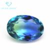 Turmalina coloreada en forma de huevo 5A, piedra desnuda, turmalina ovalada verde manzana claro y azul.